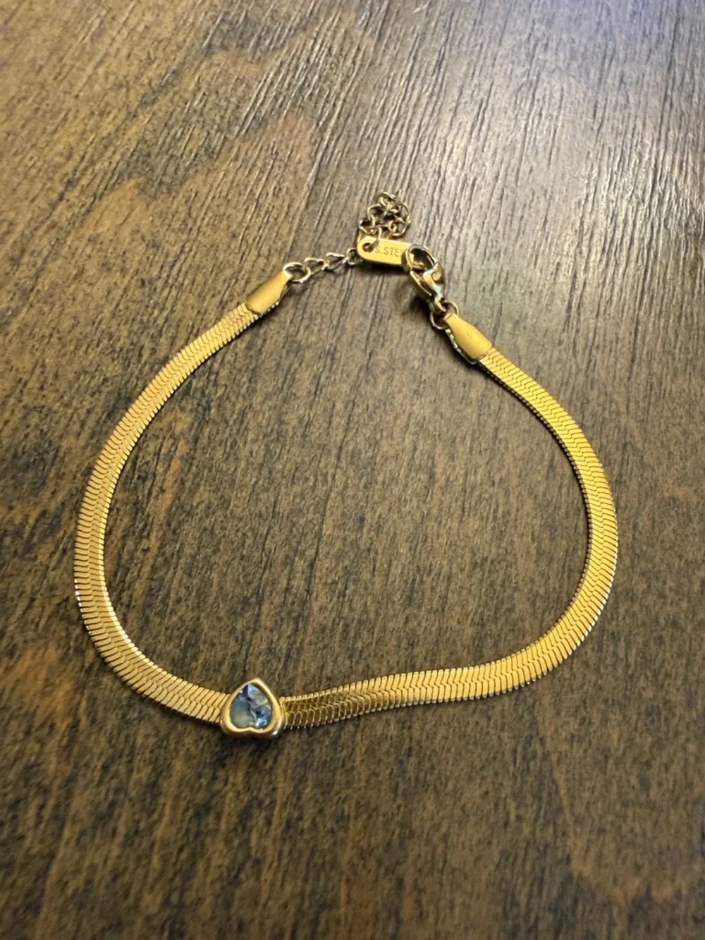 Stainless steel (S1) heart gold plated bracelet gold blue